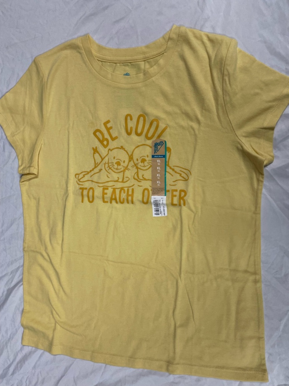 Kids Yellow 'Be Cool To Each Other' Short Sleeve Graphic Tee